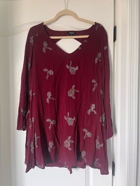 Wishlist Burgundy Floral Embroidered Women's Mini Dress